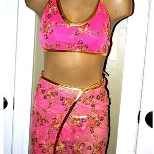 OOAK Pink Lace Fairy Costume Set: Sequin Exotic Dancer Outfit